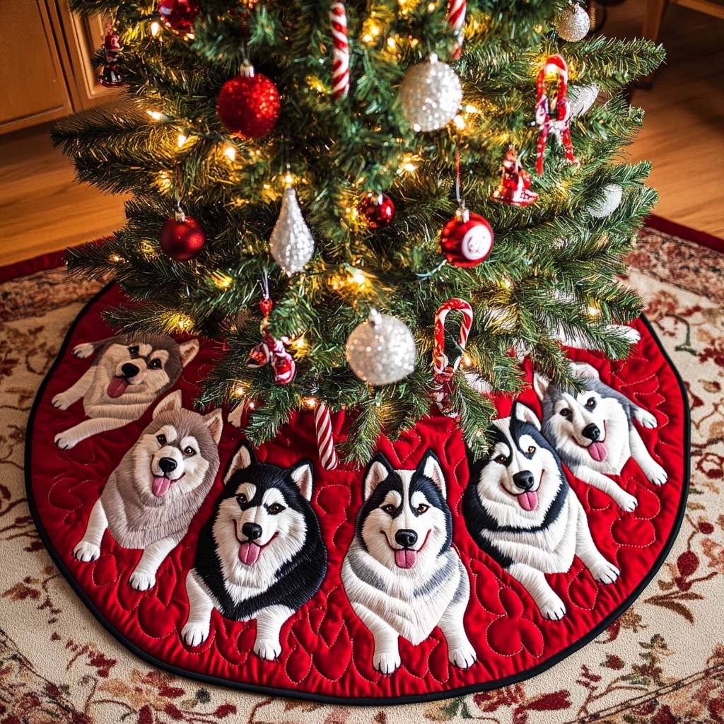 Winter Whiskers Christmas Quilted Tree Skirt Christmas Tree Skirt Gift That Brings Joy