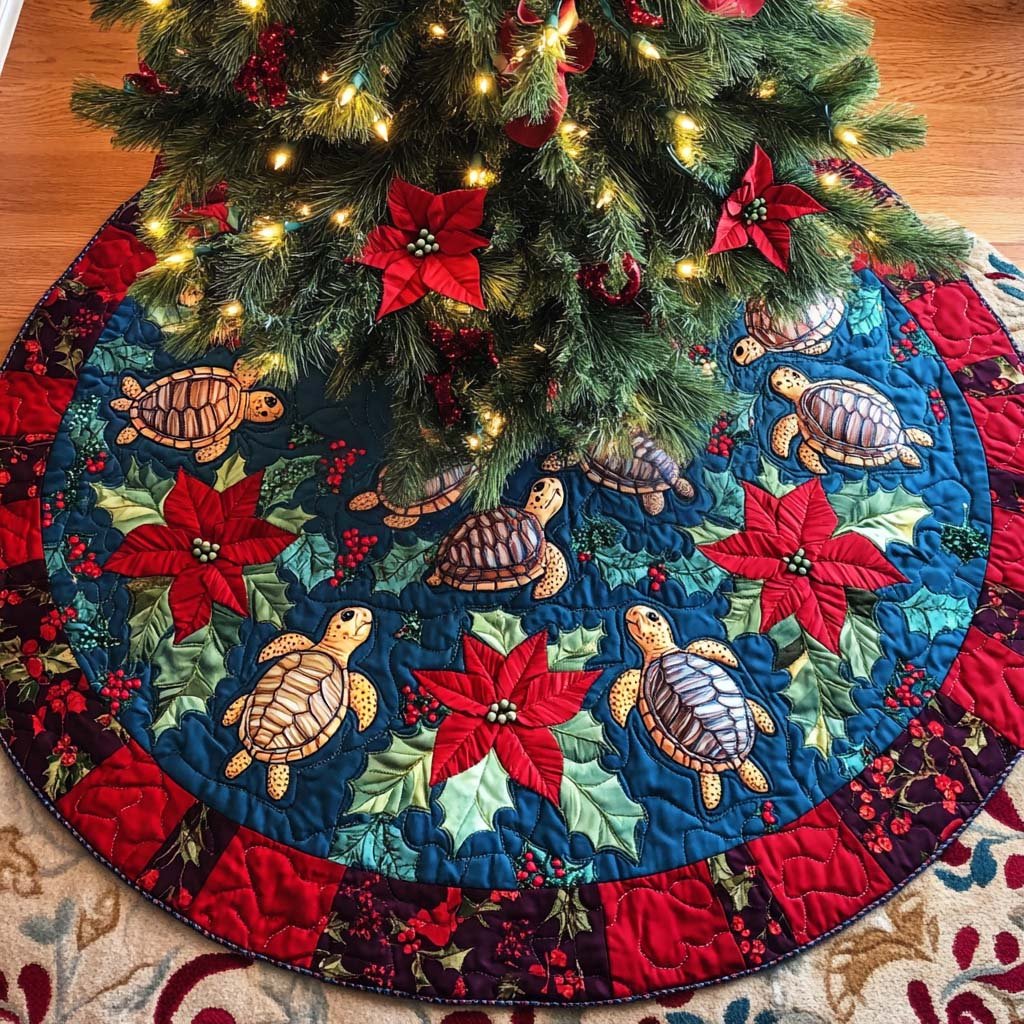 Winter Serenity Christmas Quilted Tree Skirt Exclusive Holiday Tree Skirt Gift for Families