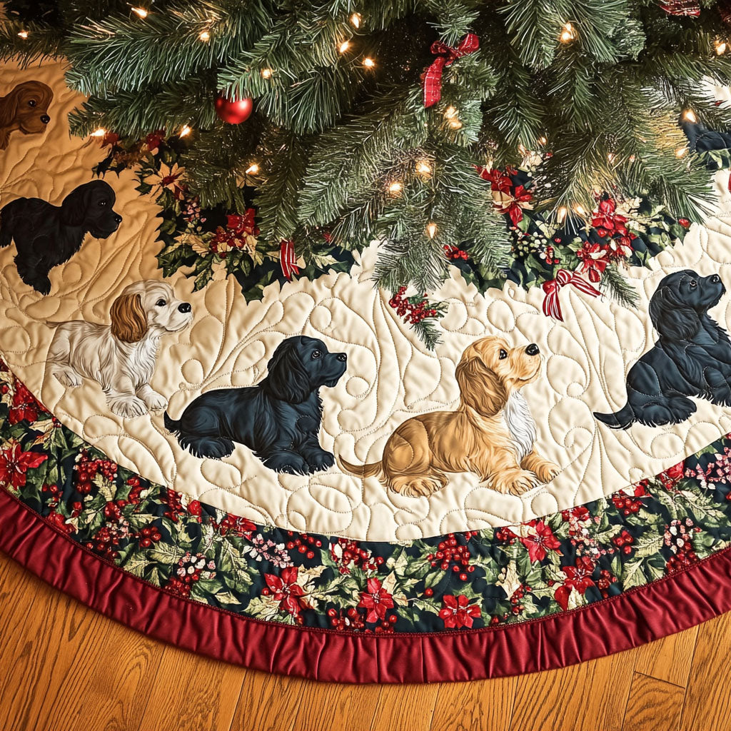 Spaniel Whiskers Quilted Christmas Tree Skirt Magical Christmas Tree Skirt to Impress Guests