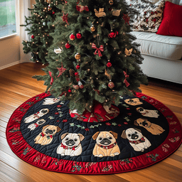 Puggy Christmas Fun Quilted Christmas Tree Skirt Thoughtful Christmas Tree Skirt Gift Idea