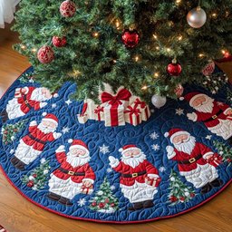 Noel Spirit Christmas Quilted Tree Skirt Festive Christmas Tree Skirt for Holiday Decor