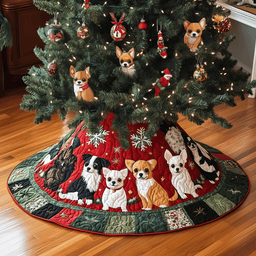 Merry Dogmas Quilted Christmas Tree Skirt Perfect Holiday Gift for Home Decor Lovers