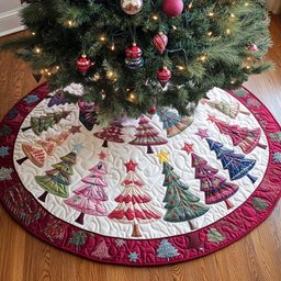 North Glow Christmas Quilted Tree Skirt Perfect Holiday Gift for Home Decor Lovers