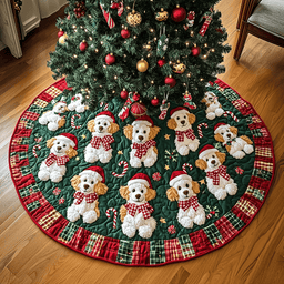 Poodle Christmas Joy Christmas Quilted Tree Skirt Perfect Holiday Gift for Home Decor Lovers