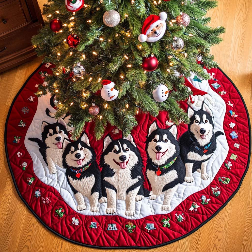Sleigh Bells Bark Christmas Quilted Tree Skirt Meaningful Christmas Gift to Warm the Heart