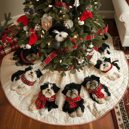 Scottie Winter Wonderland Christmas Quilted Tree Skirt Special Holiday Tree Skirt Gift for Newlyweds