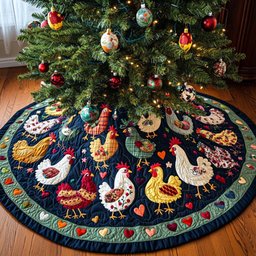 Joyful Roost Christmas Quilted Tree Skirt Thoughtful Christmas Tree Skirt Gift Idea