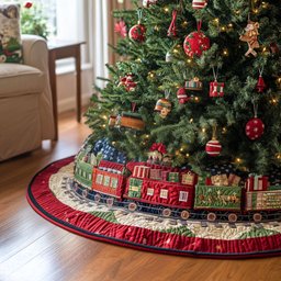 Timeless Glow Quilted Christmas Tree Skirt Unique Holiday Gift Merch for Family Homes