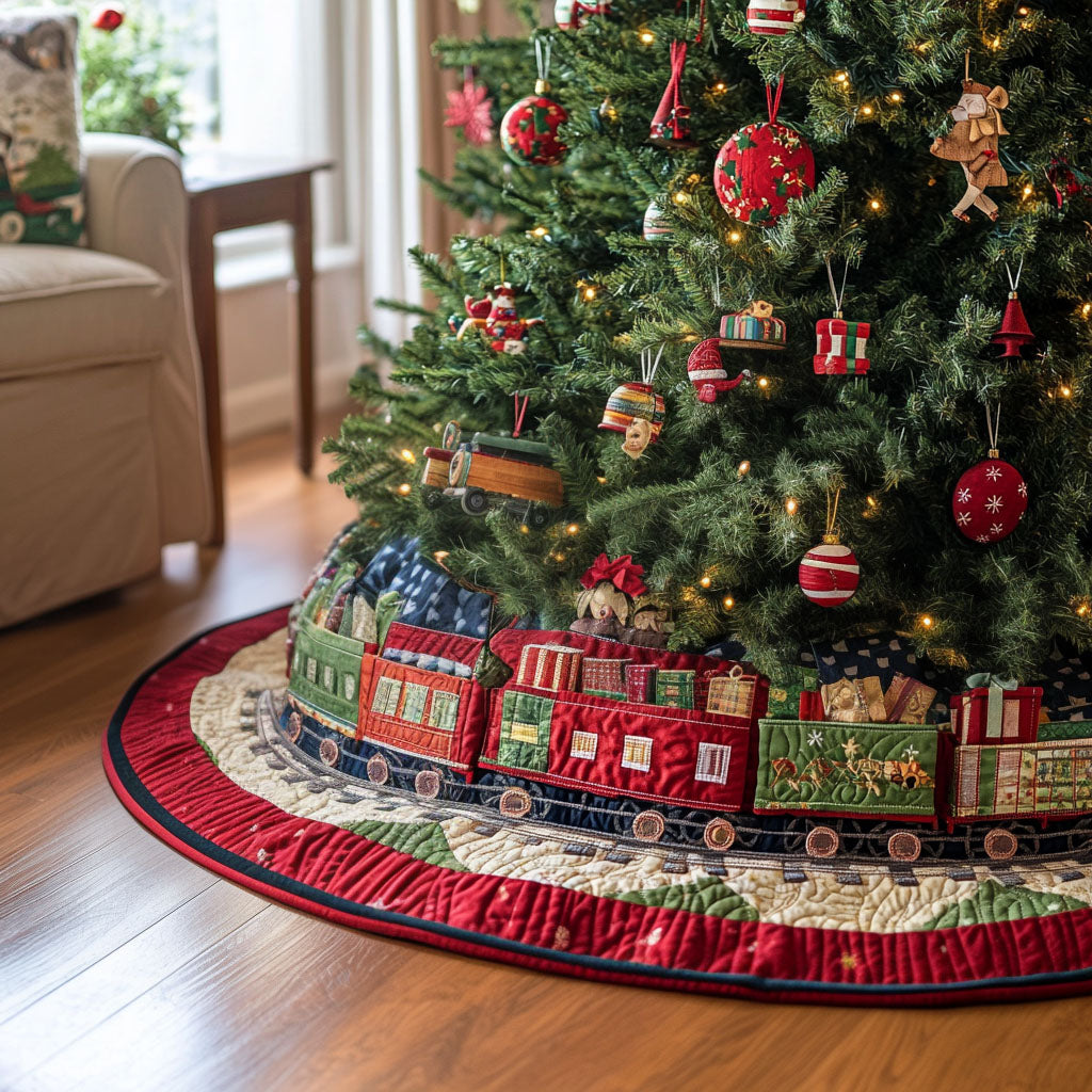 Timeless Glow Quilted Christmas Tree Skirt Unique Holiday Gift Merch for Family Homes