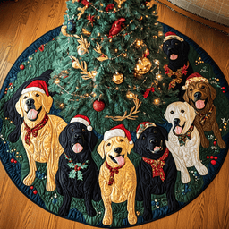 Labrador Winter Wishes Christmas Quilted Tree Skirt Exclusive Holiday Tree Skirt Gift for Families