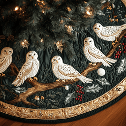Winter Watch Christmas Quilted Tree Skirt Lovely Holiday Tree Skirt for Festive Vibes
