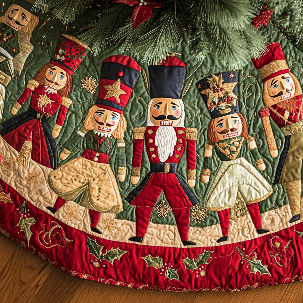 Yuletide Glow Christmas Quilted Tree Skirt Perfect Holiday Gift for Home Decor Lovers