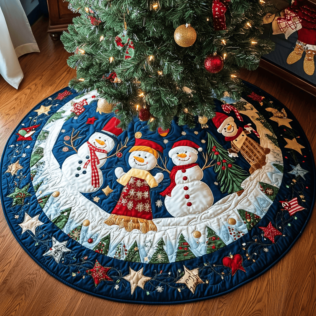 Noel Nostalgia Quilted Christmas Tree Skirt Luxury Christmas Tree Skirt for Elegant Homes