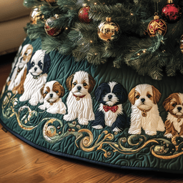Adorable Christmas Shih Tzu Quilted Tree Skirt Merch For Friends