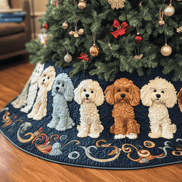 Adorable Poodle Quilted Tree Skirt Lovely Gift Idea For Christmas Home Lovers