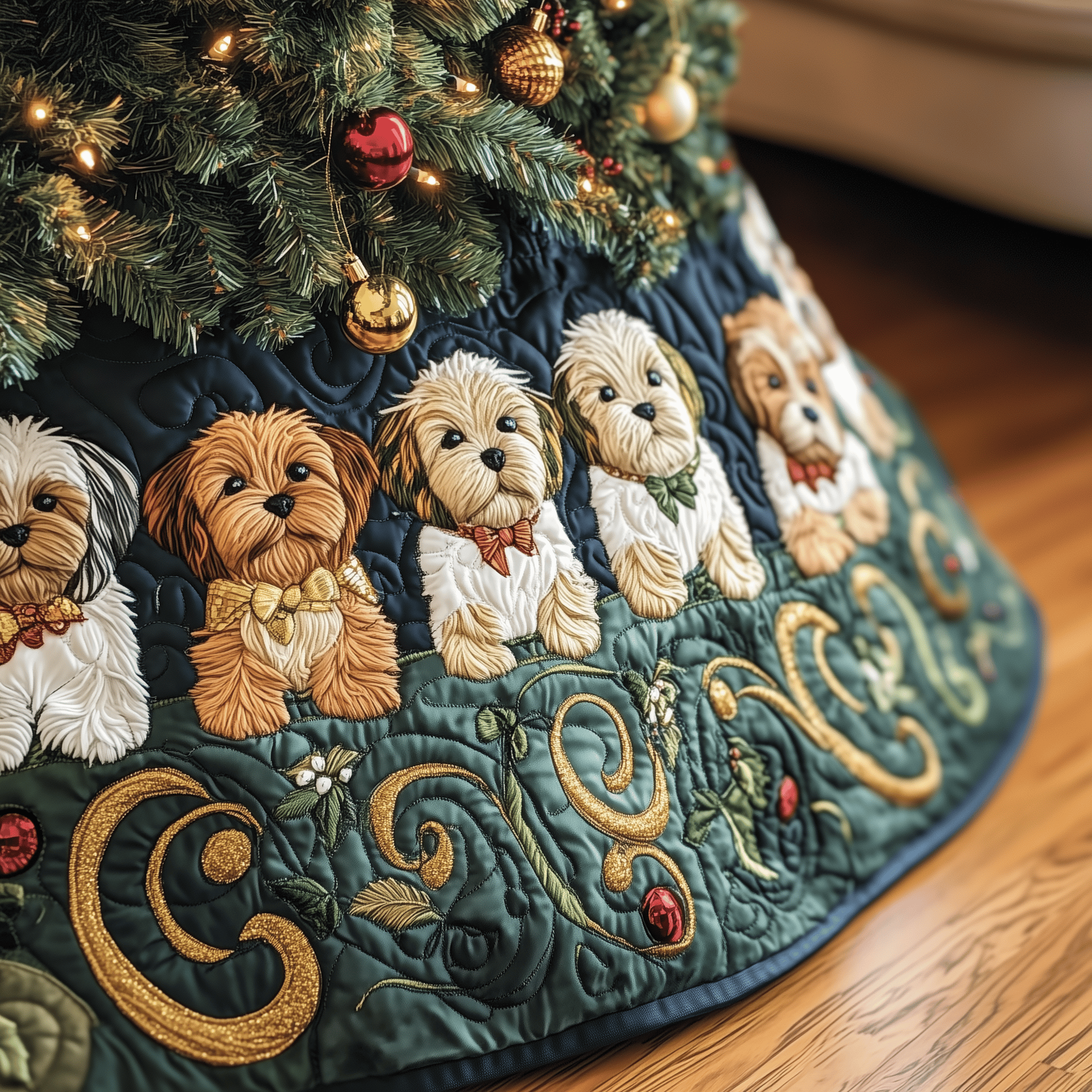 Adorable Yorkshire Terrier Quilted Tree Skirt Merch For Dad