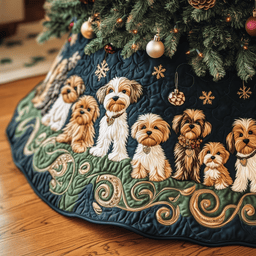 Adorable Yorkshire Terrier Quilted Tree Skirt Merch For Family