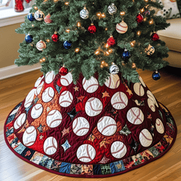 Baseball Ornament Quilted Tree Skirt Merch For Home And Living