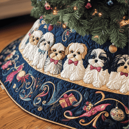 Adorable Christmas Shih Tzu Quilted Tree Skirt Everyday Merch Choice