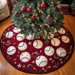 Baseball Ornament Quilted Tree Skirt Brings Holiday Spirit To Every Home