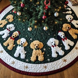 Adorable Poodle Quilted Tree Skirt Brings Holiday Spirit To Every Home