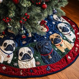 Adorable Pugs Quilted Tree Skirt Christmas Merch Gift