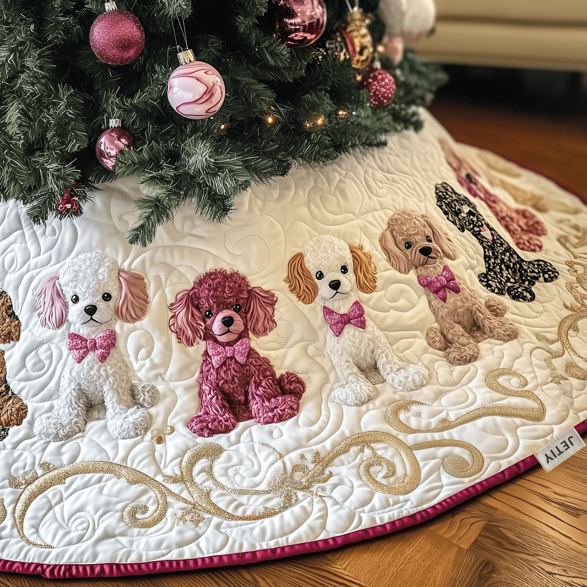 Adorable Poodle Quilted Tree Skirt Adds A Personal Touch To Your Festive Decor