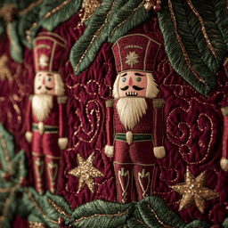 Burgundy Nutcrackers Quilted Tree Skirt Perfect Gift Merch For Her