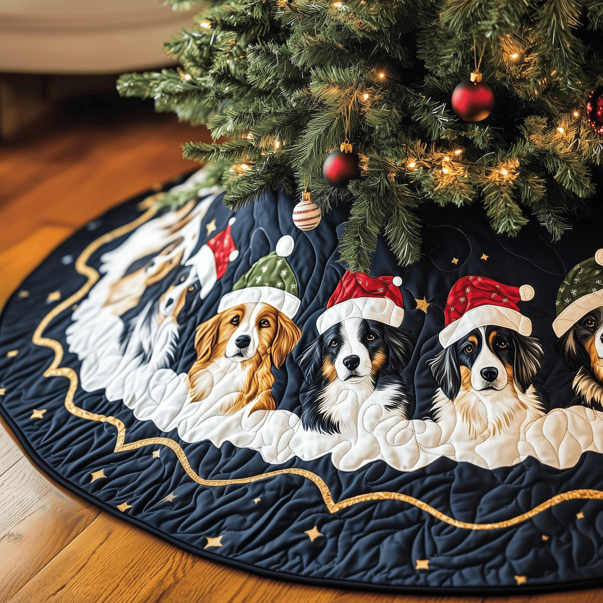 Christmas Australian Shepherd Quilted Tree Skirt Spring Merch Pick