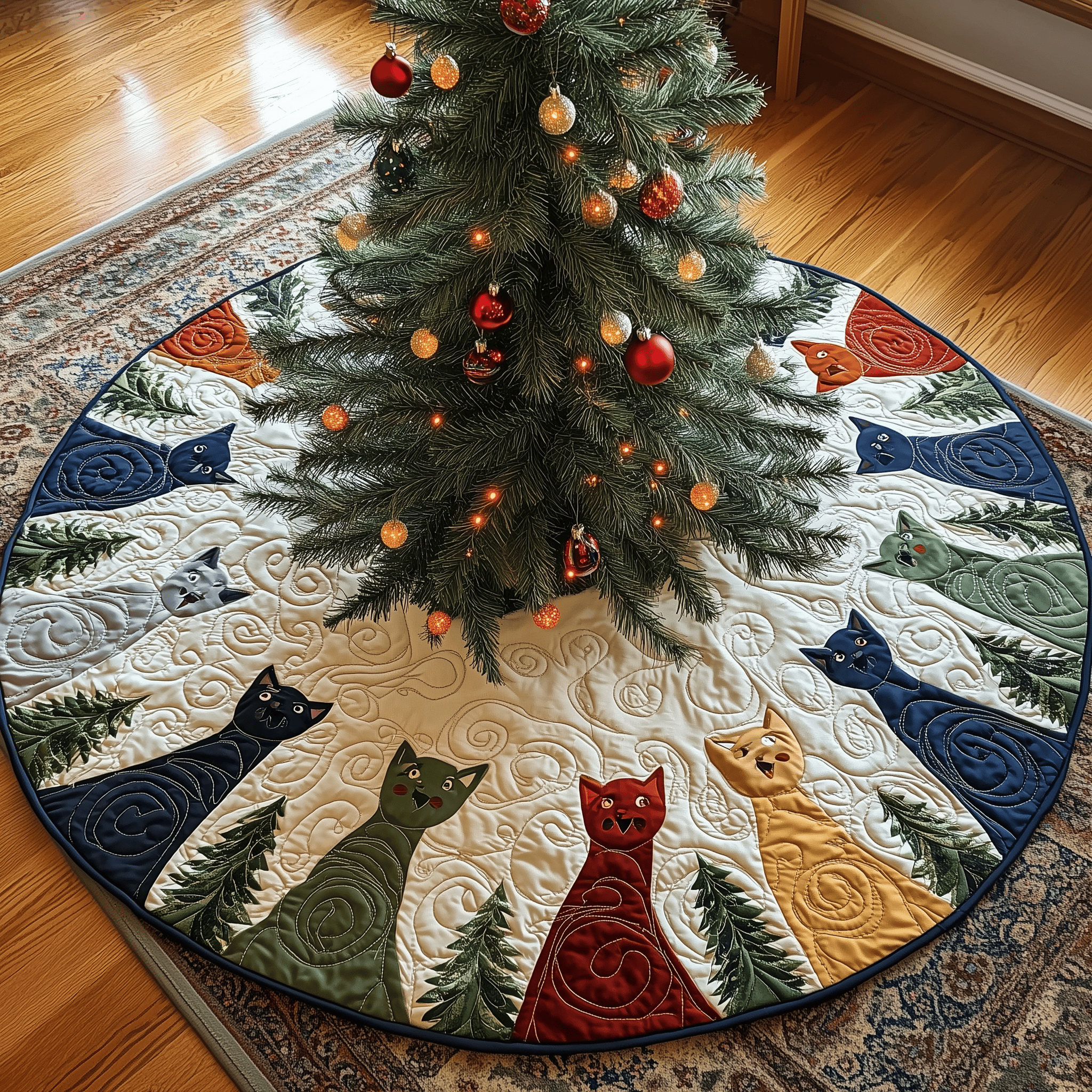 Cat Of Joy Quilted Tree Skirt Winter Merch Essentials