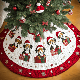 Christmas Beagle Quilted Tree Skirt Merch For Home And Living