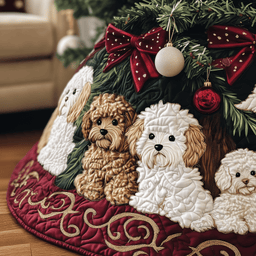 Christmas Bichon Frise Quilted Tree Skirt Anniversary Merch Gift