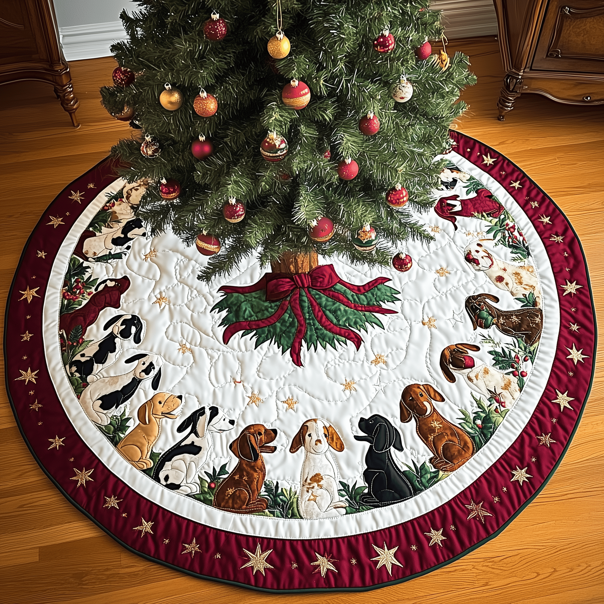 Christmas Beagle Quilted Tree Skirt Lovely Mother�s Day Gift Merch