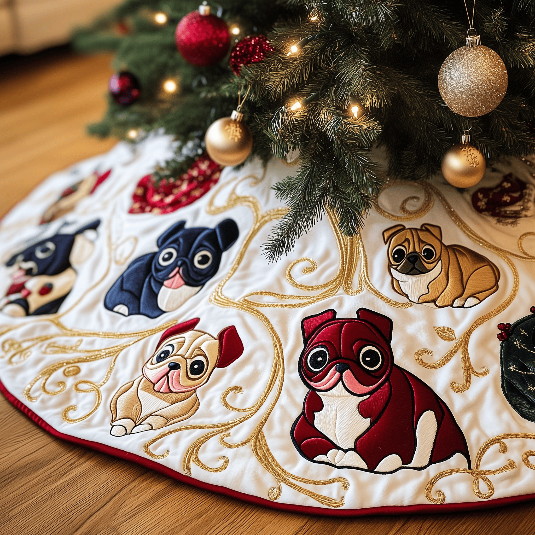 Bulldog Quilted Tree Skirt Lovely Mother�s Day Gift Merch