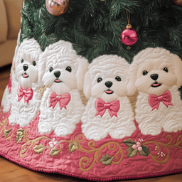 Christmas Bichon Quilted Tree Skirt Merch For Him