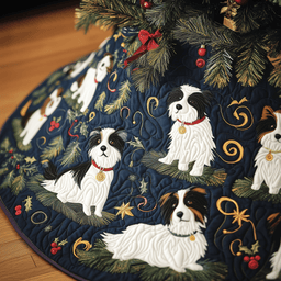 Christmas Border Collie Quilted Tree Skirt Unique Valentine�s Day Gift Merch