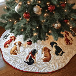 Christmas Beagle Quilted Tree Skirt Cozy Winter Gift Merch