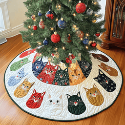 Cat Quilted Tree Skirt Lovely Mother�s Day Gift Merch