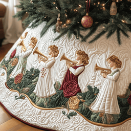 Christmas Angel Quilted Tree Skirt New Year Merch Gift