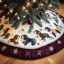 Christmas Beagle Quilted Tree Skirt Adorable Easter Gift Merch