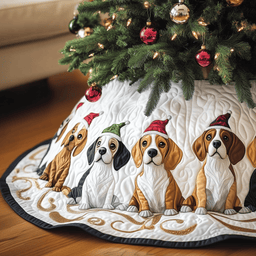 Christmas Beagle Quilted Tree Skirt Lovely Gift Merch For Couples