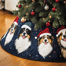 Christmas Australian Shepherd Quilted Tree Skirt Winter Merch Essentials