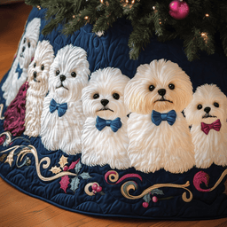 Christmas Bichon Quilted Tree Skirt Merch For Friends