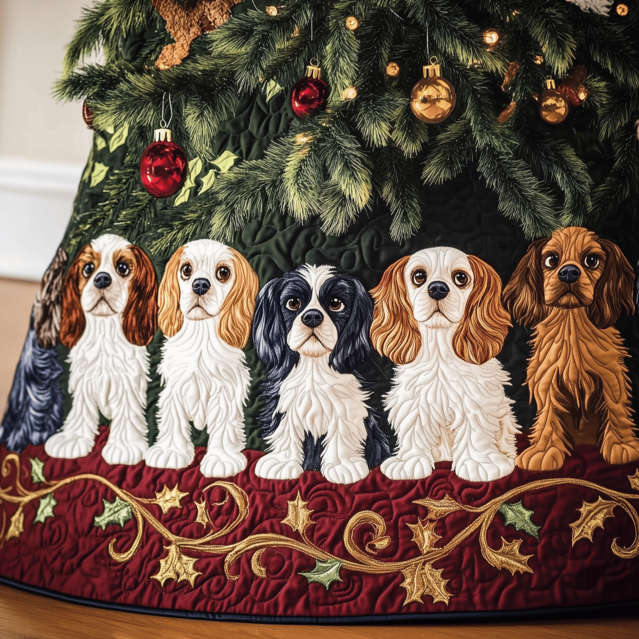 Cavalier King Charles Spaniel Quilted Tree Skirt Heartwarming Father�s Day Gift Merch