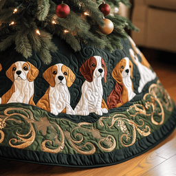 Christmas Beagle Quilted Tree Skirt Unique Gift Merch For Friends