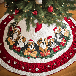 Christmas Beagle Quilted Tree Skirt Merch For Home And Bedroom