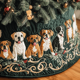Christmas Boxer Quilted Tree Skirt Thoughtful Gift Merch For Dad