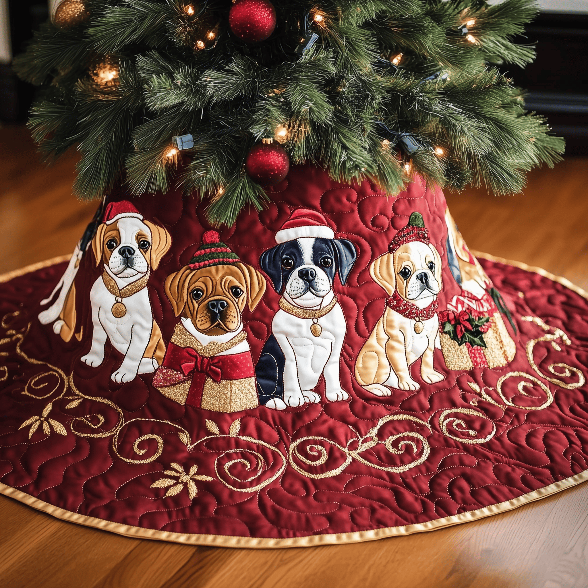 Christmas Boxer Quilted Tree Skirt Meaningful Anniversary Gift Merch