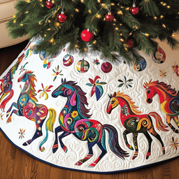 Christmas Horse Quilted Tree Skirt Meaningful Anniversary Gift Merch