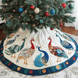 Christmas Peacock Quilted Tree Skirt Must-Have Holiday Decor Merch